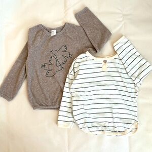 H&M Terry Cloth Top + Soft Lined Long Sleeve top Kids 4T Fall/Winter Bundle